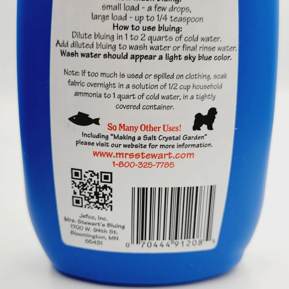 NEW Lot 6 Mrs. Stewart's CONCENTRATED LIQUID BLUING Whiten White Clothes Safely